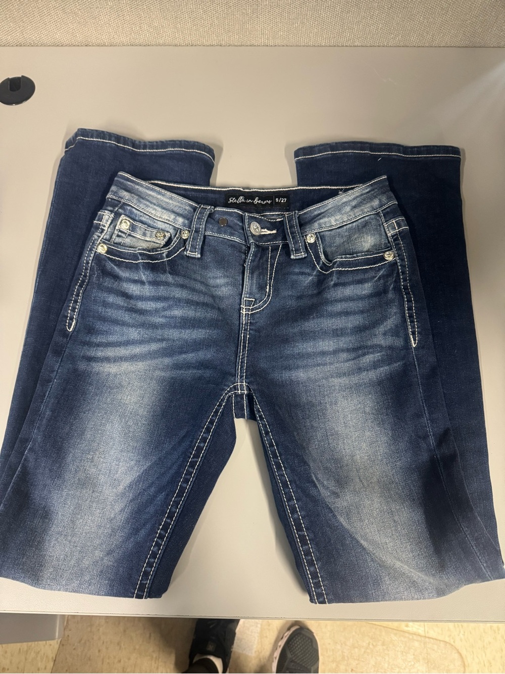 Stella In Dreams Women’s Dark Wash Embellished Flare Jeans Sz 5/27 Y2K Western